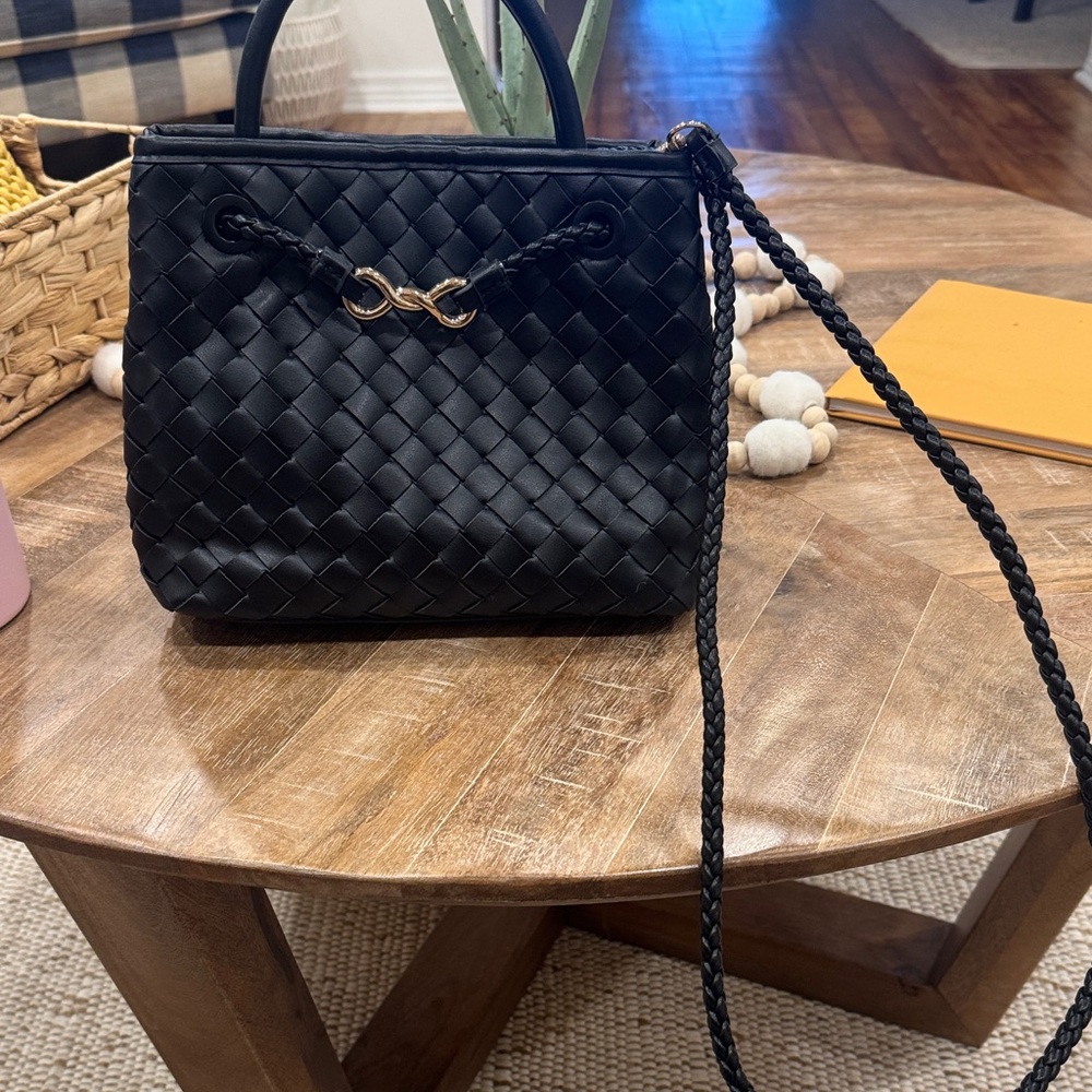 a new day Black Woven Crossbody Bag
